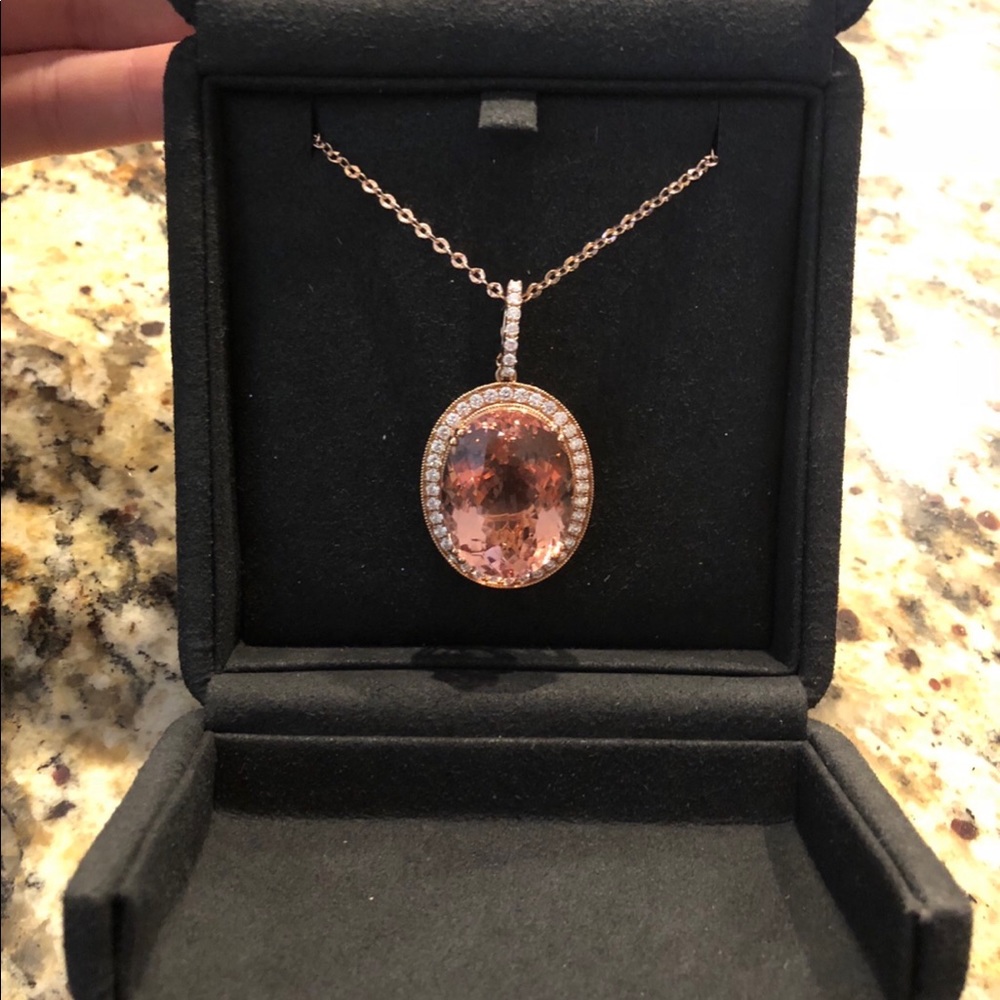 Morganite and Diamond Pendant